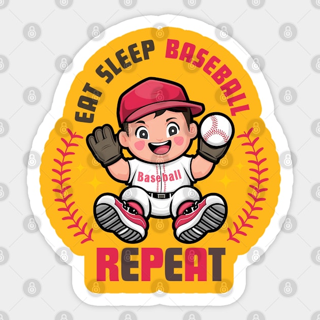 Eat sleep baseball repeat Sticker by Furpo Design